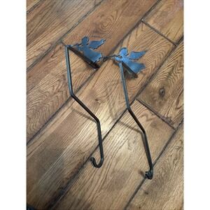 Rod Iron Angel‎ Stocking Holder Garland Hook Black Rod Iron Set Of 2   12" Long